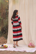 Back View of Rhythmic Black Ikkat Cotton Dress