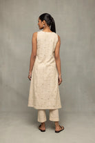 Back View of Sage Serenity South Cotton Zari Kurta Set with Dupatta