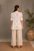 Back View of Whimsy White Jamdani Top