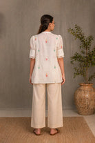Back View of Whimsy White Jamdani Top