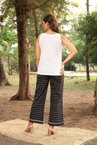 Back View of White and Black Pure Cotton Ikat Co-ord Set