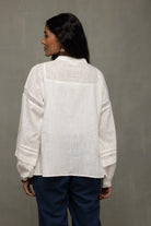 Back View of White Breezy Relaxed Fit Top