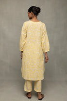 Back View of Yellow Gul Jaal Hand Block Print Co-ord Set