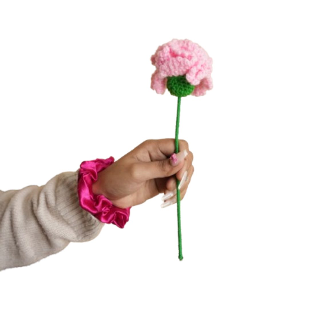 Pink Carnation Crochet Flower – Handcrafted Forever Floral Décor | ArteCasa - https://artecasa.in/