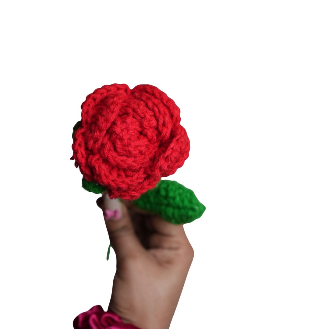 Handcrafted Red Crochet Rose – Forever Flower Décor | ArteCasa - https://artecasa.in/