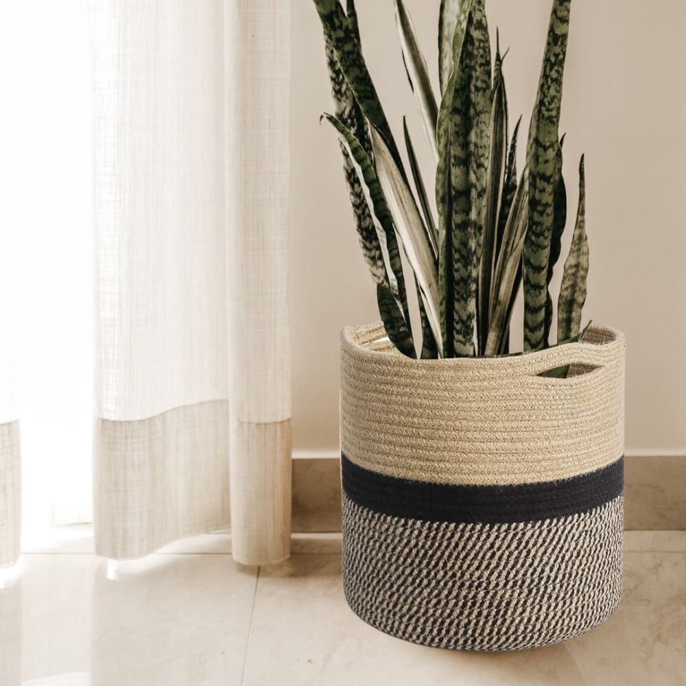 Black Jute Rope Baskets / Planters - Home Decor