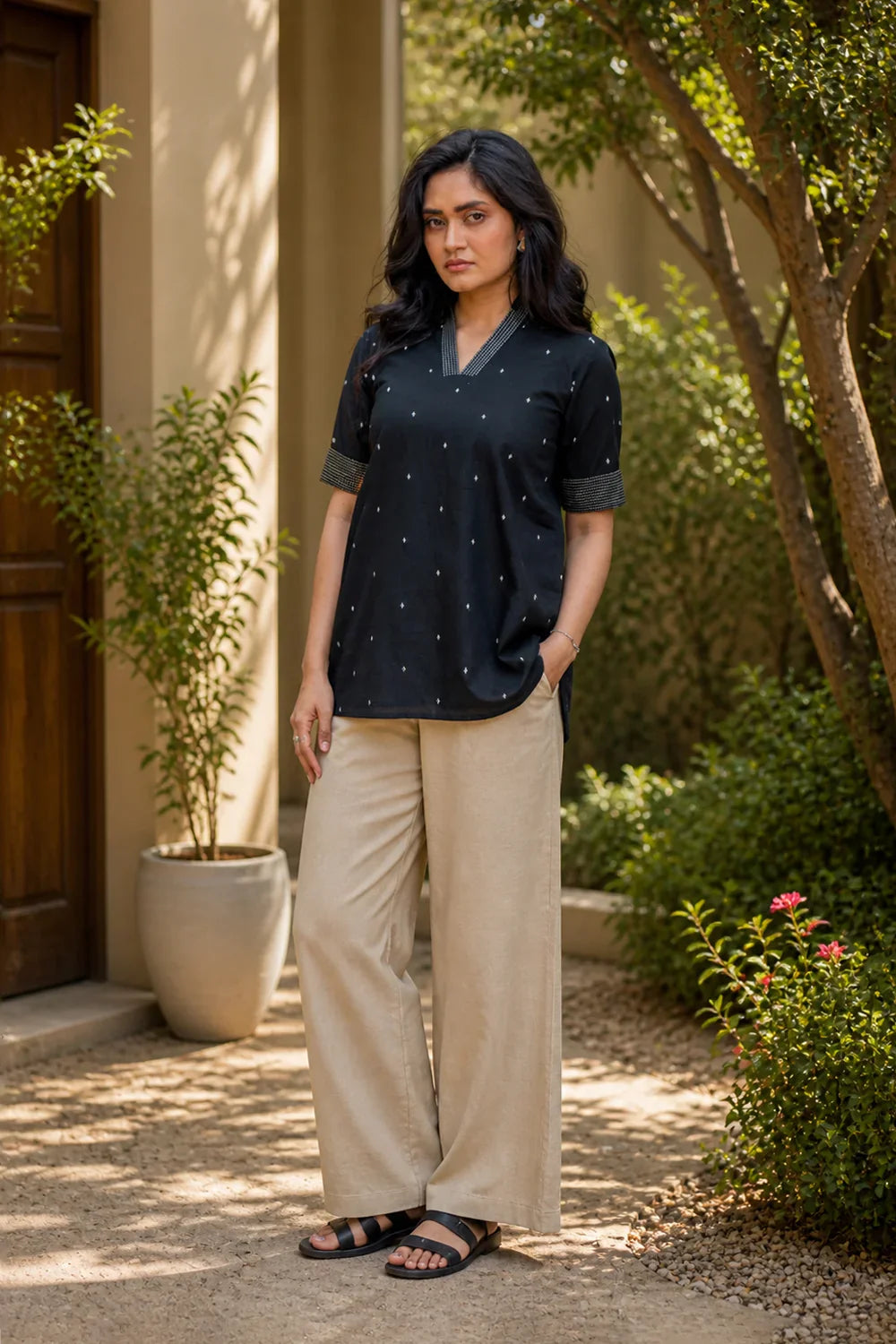 Black White Pure Cotton Top