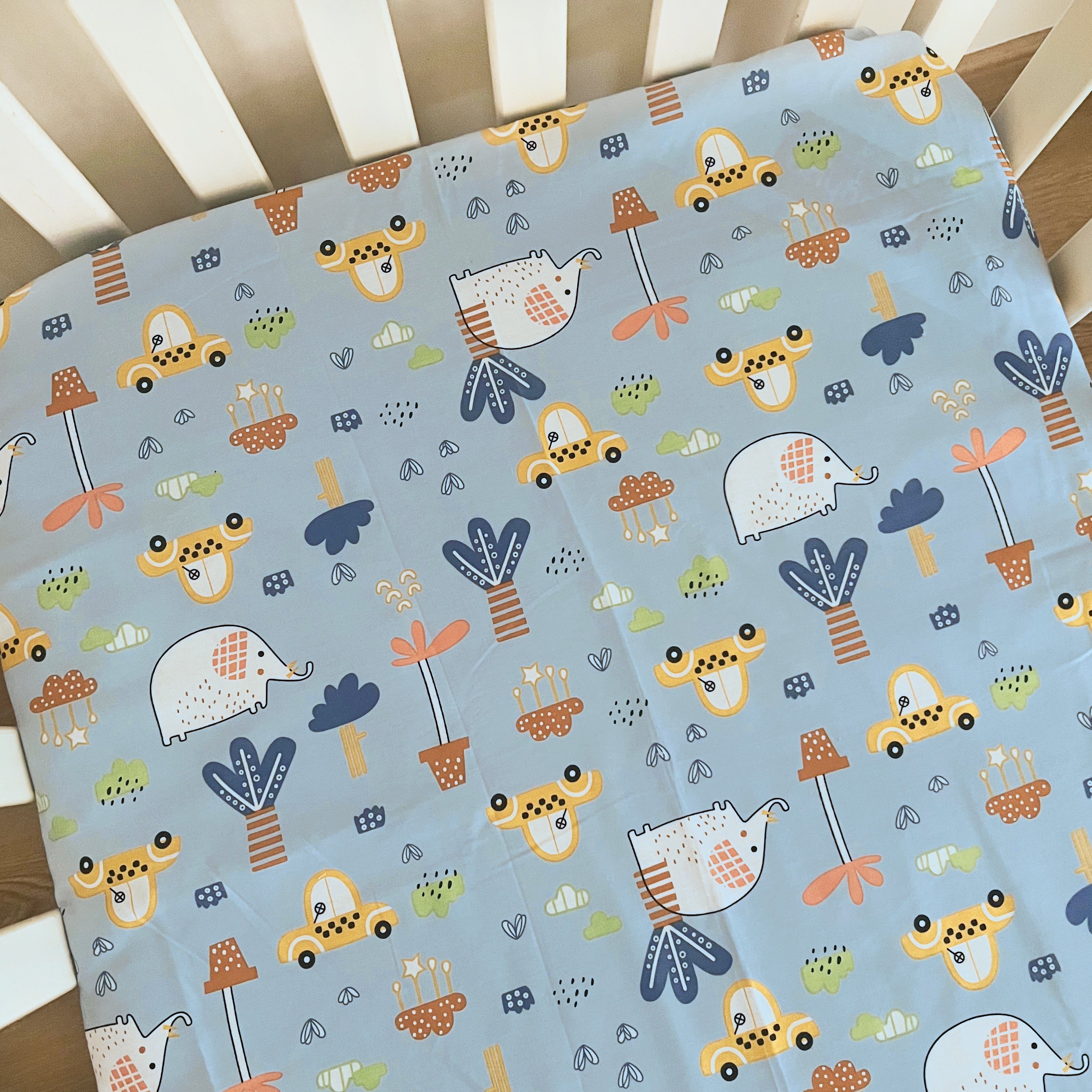 Nature - Crib Bedding Set - Blue - Oranges and Lemons