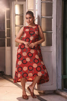 Brick Red Cotton Ajrakh Dress