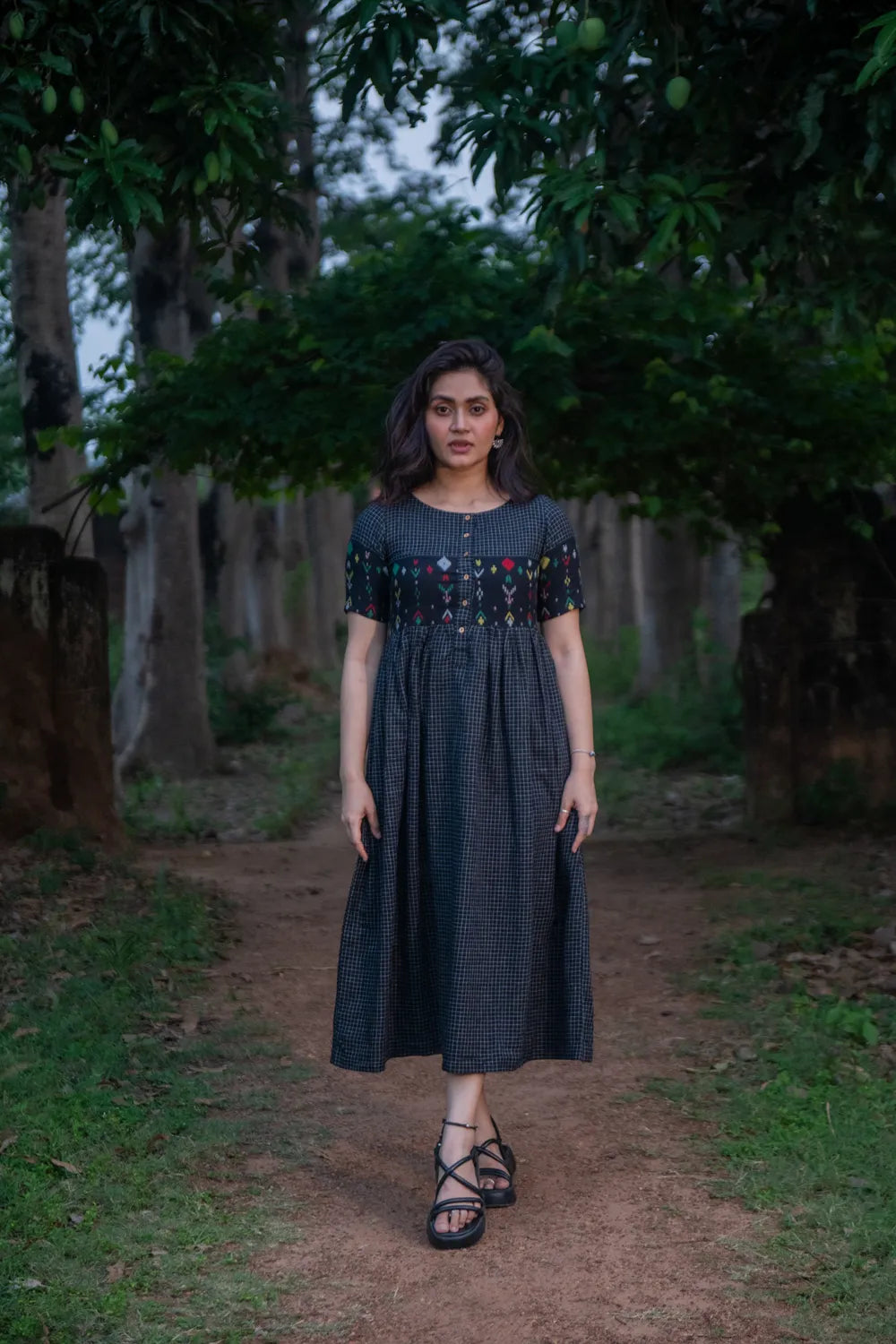 Checkmate Handwoven Cotton Jamdani Dress