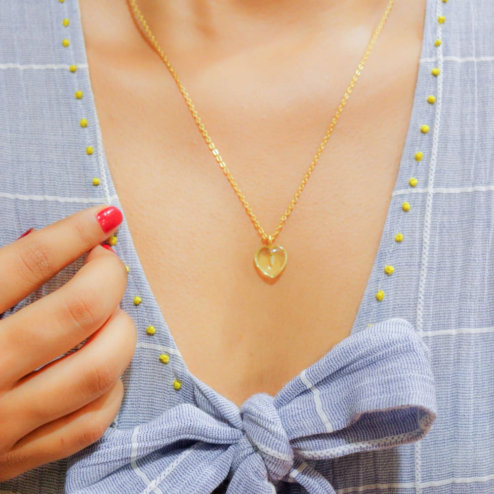 Citrin Stone Pendant with Chain - Golden Chain - Jewellery