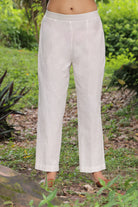 Close Up of Heart Motif Jamdani Weave on Off White Pure Cotton Kurta