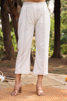 Close Up of Pure Cotton Fabric Texture on White Kurta Set