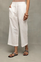 Close Up of Slub Cotton Texture on White Kurta Set