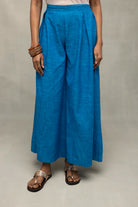 Close Up of Textured Fabric on Azure Blue Sleeveless Co-ord Set