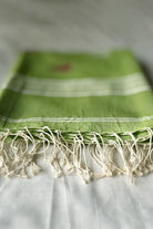 Close Up of Tota Pakhi Parrot Motifs on Green Handloom Jamdani Dupatta