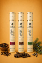 Saakya Himalayan Incense Collection featuring Oud, Juniper and Clove handcrafted with natural Himalayan botanicals.