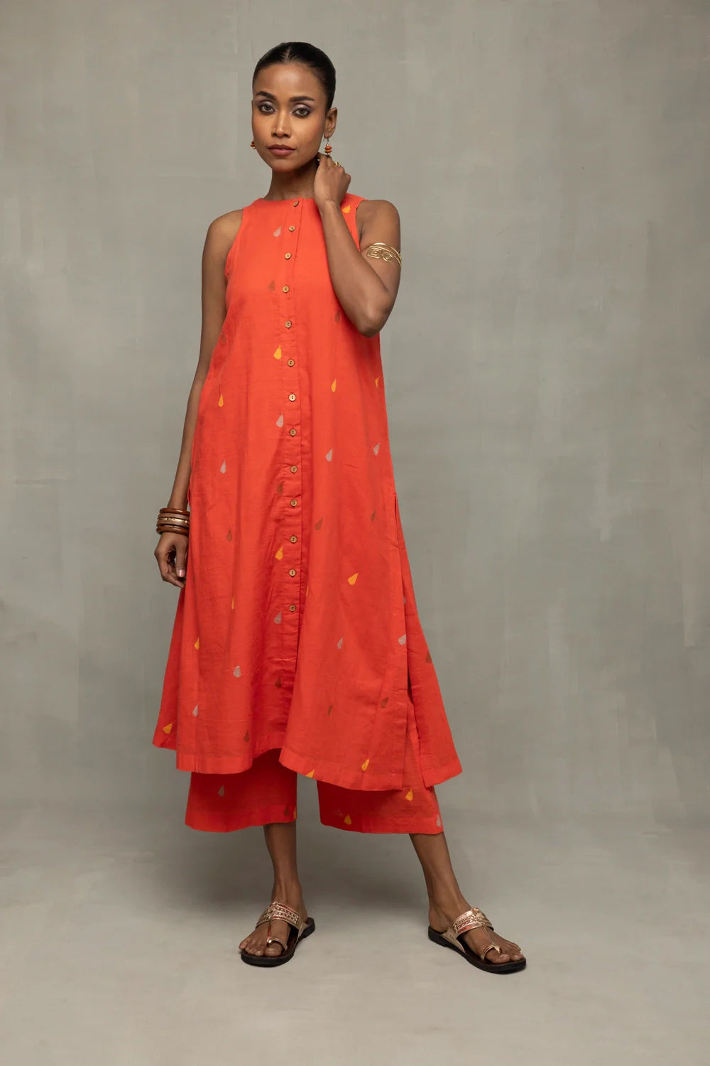 Coral Jamdani A-Line Co-ord Set