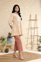 Cream Polka Dots Pure Cotton Block Print Co-ord Set-Sutra Art of Clothing