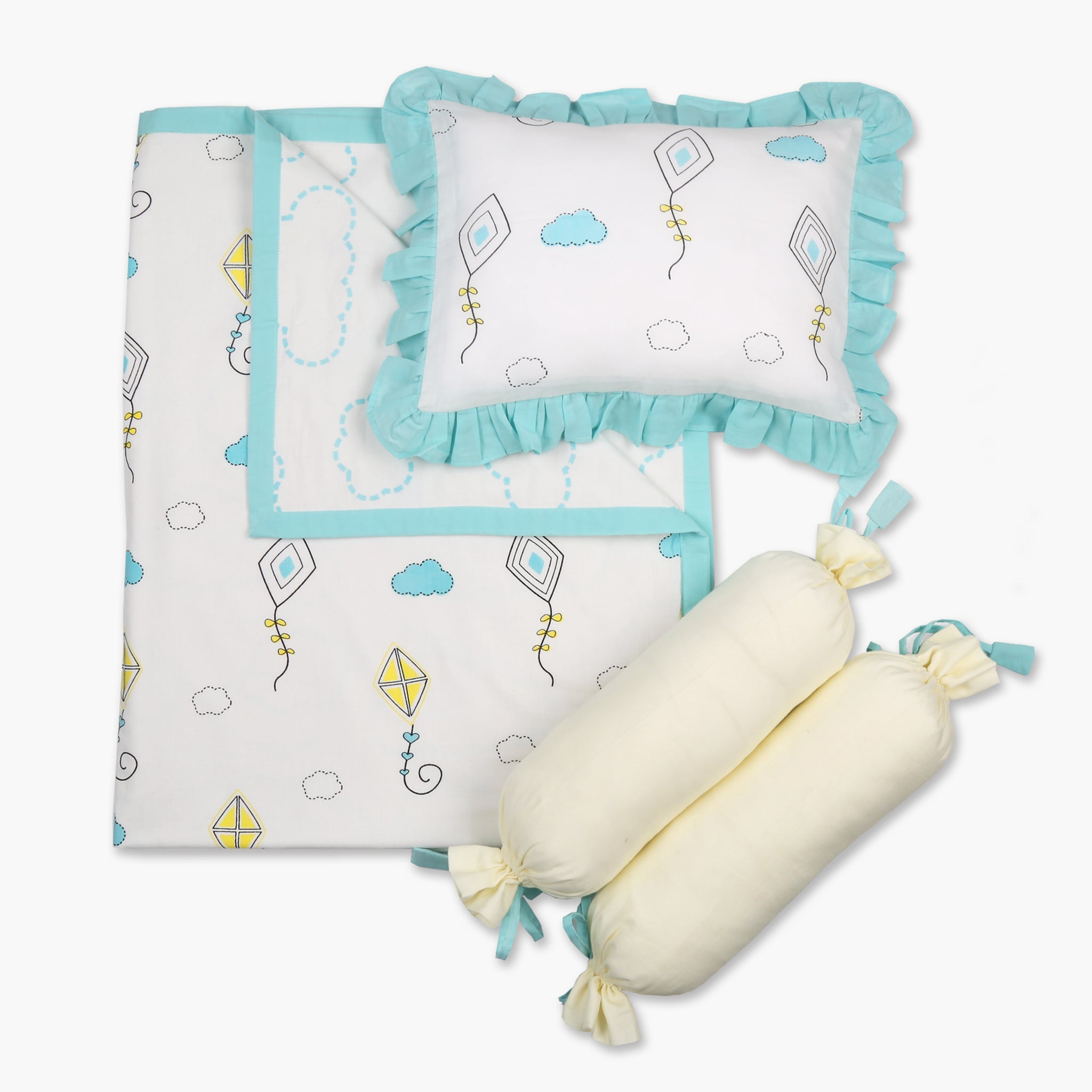 Fly Away High - 3 Piece Cot Bedding Set - Oranges and Lemons
