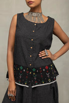 Elegant Black Checkmate Jamdani Skord for Festive and Ethnic Wear