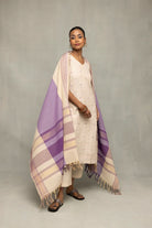 Elegant Cream and Mauve South Cotton Zari Kurta Set with Dupatta for Festive Wear