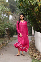 Elegant Fuchsia Pink Jamdani Dress with Silk Woven Border for Festive Wear