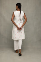 Elegant Ivory and Red Hearts South Cotton Co-ord Set for Festive Wear