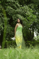 Elegant Lemon Green Stripes Pure Cotton Co-ord Set for Festive Wear