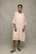 Elegant Lily Haze Lavender Mul Chanderi Embroidered Dress for Ethnic Wear