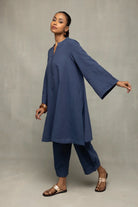 Elegant Muted Navy Blue Minimalist Co-ord Set for Office and Casual Wear