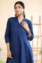 Elegant Navy Blue Khadi Co-ord Set for Festive and Ethnic Wear