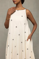 Elegant Pearl White Trapeze Jamdani Dress for Festive Wear