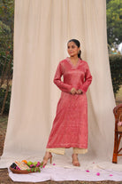 Elegant Pink and Cream Khadi Cotton Co-ord Set for Festive Wear