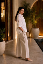 Elegant White Embroidered Cotton Shirt for Festive and Office Wear