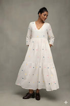 Elegant White Pure Cotton Jamdani Dress for Festive Wear