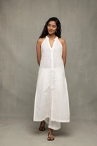 Elegant White Slub Cotton Co-ord Set for Casual and Festive Wear