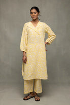 Elegant Yellow Gul Jaal Hand Block Print Co-ord Set for Festive Wear