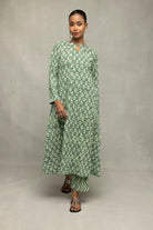Handcrafted Green Pure Cotton Floral Block Print Kurta Set
