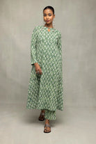 Handcrafted Green Pure Cotton Floral Block Print Kurta Set