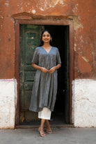 Handcrafted Grey Soft Cotton Jamdani Kurta Set for Casual Wear