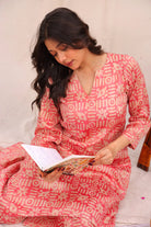 Handcrafted Pink Batik Khadi Cotton Co-ord Set with Traditional Pattern