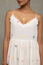 Handcrafted White Cotton Jamdani Dress with Gulrang Floral Motifs