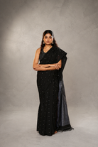 Handloom black polka pure cotton Jamdani saree