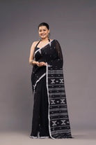 Handloom Black Soft Cotton Jamdani Saree