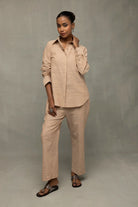 Handwoven Beige Pure South Cotton Co-ord Set with Traditional Weave