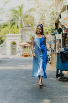 Handwoven Blue Mirage South Cotton Dress with Traditional Weave