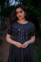 Handwoven Checkmate Cotton Jamdani Dress with Traditional Motifs