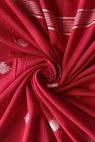 Handwoven Cherry Red Yantra Jamdani Dupatta with Traditional Motifs