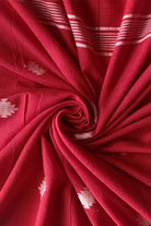 Handwoven Cherry Red Yantra Jamdani Dupatta with Traditional Motifs